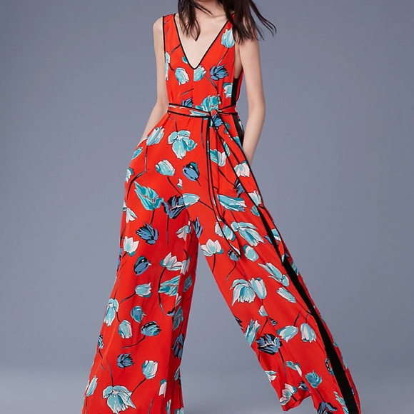 dvf floral jumpsuit